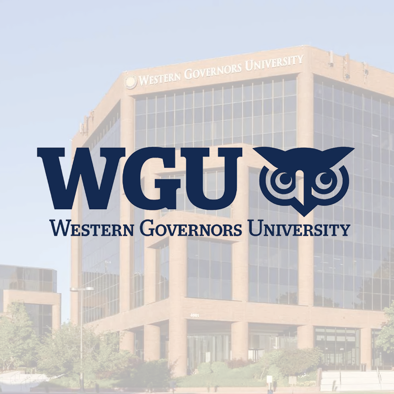 Logo of Western Governors University with an owl icon in front of a large campus building, symbolizing the numerous scholarships and educational opportunities available.