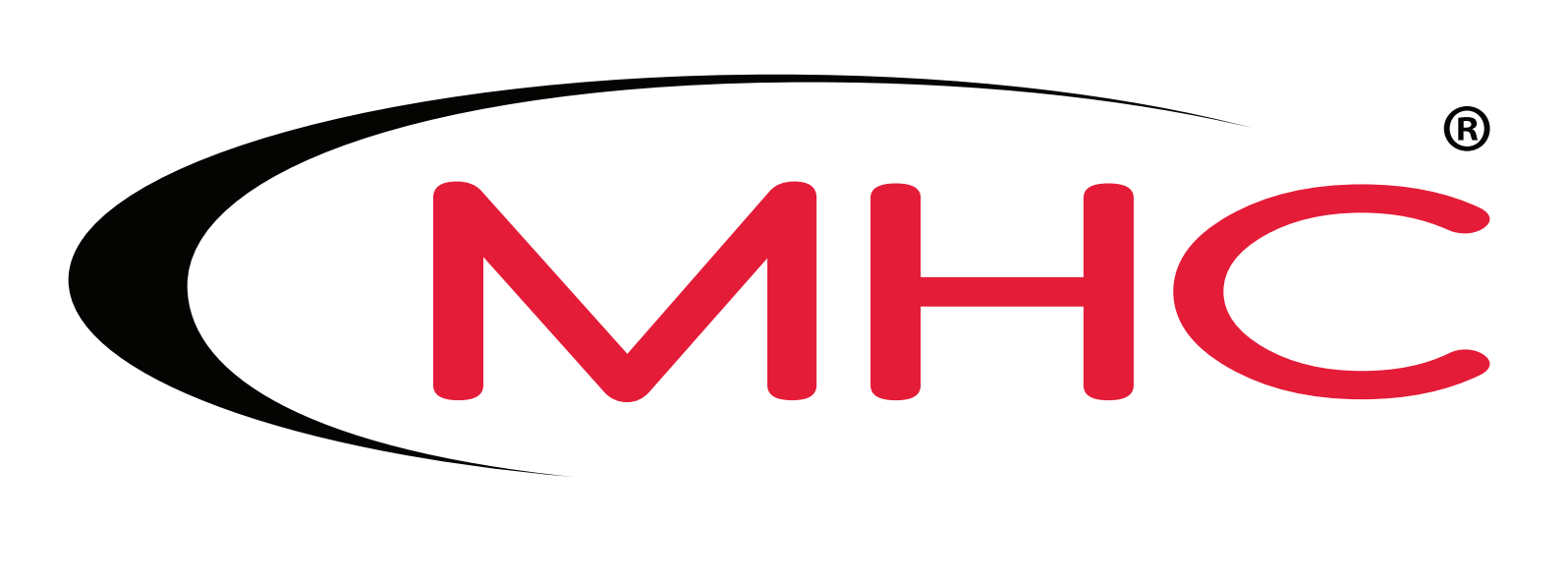MHC logo featuring stylized red letters "MHC" with a black curved line on the left and a registered trademark symbol in the top right corner, symbolizing pathways to careers and opportunities.
