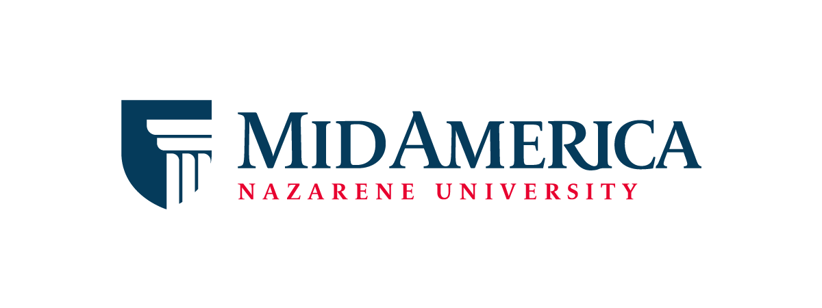 MidAmerica Nazarene University logo featuring a stylized shield on the left and the university name in blue and red text, symbolizing how Stronger Futures Start Now on a light background.