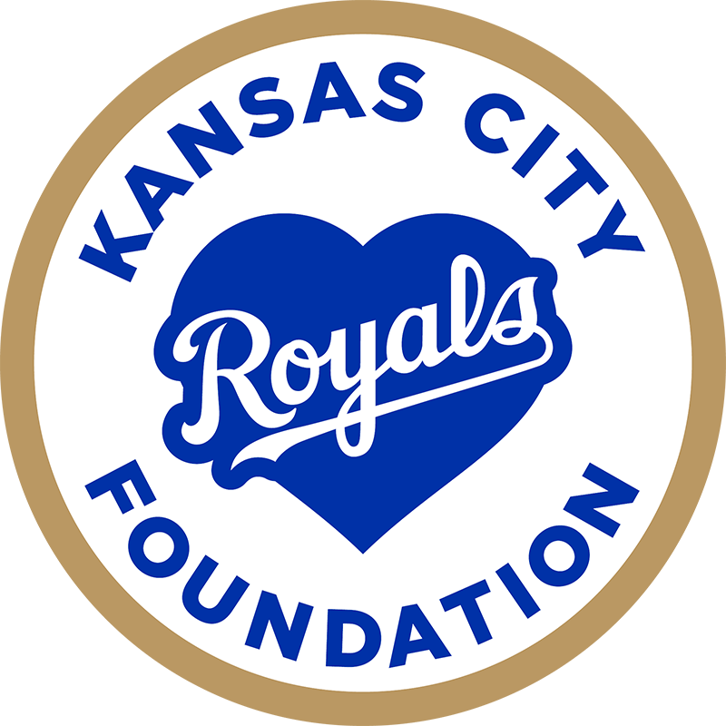 Kansas City Foundation annual report logo with a blue heart featuring the word “Royals” in script, surrounded by a gold and white circular border.